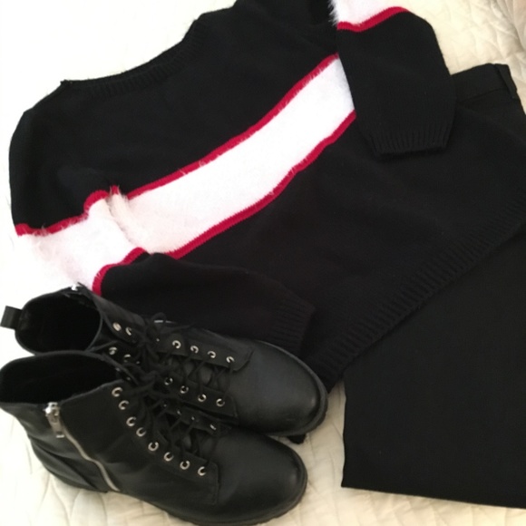 Boohoo Sweaters - 3 for $20 Sale: Furry Striped Boxy Chunky Sweater